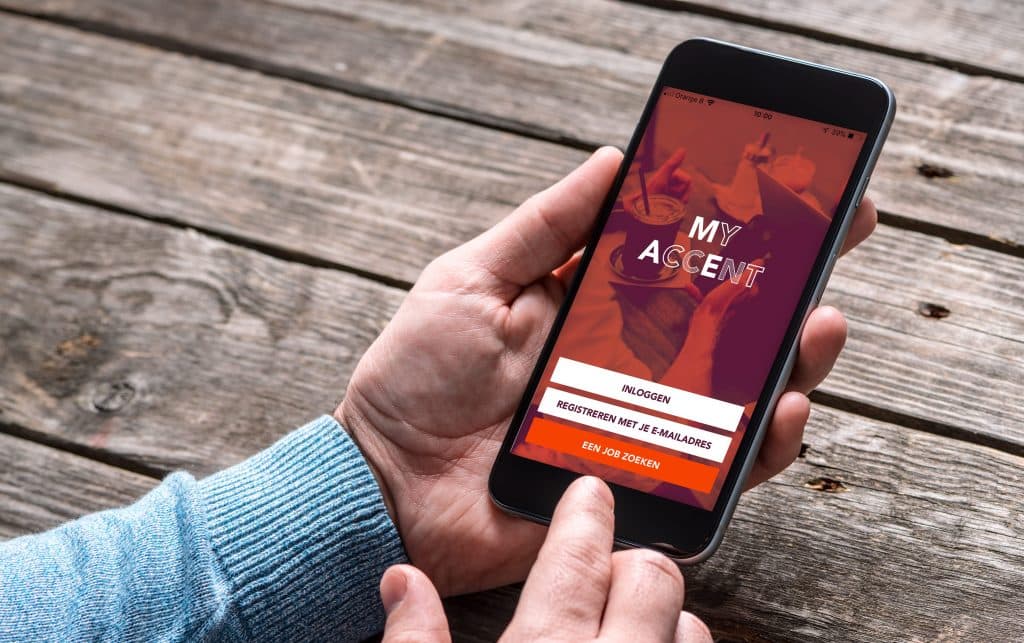 MyAccent, de mobiele app van Accent. Via de app kan je op elk moment op zoek gaan naar jouw droomjob. De app bevat een gratis persoonlijkheids- en bedrijfscultuurpassendheidtest.
